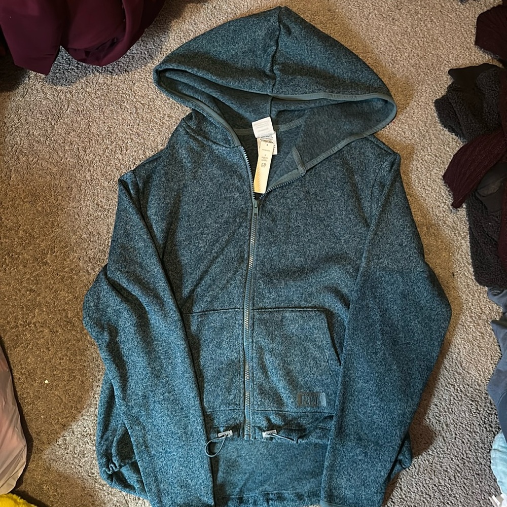 VS Pink Turquoise Zip Up Hoodie with Adjustable Waist Size S NWT
